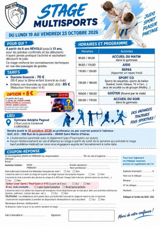 Stage 6-13 ans 19 -24 octobre 2026